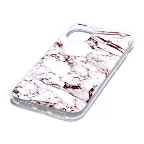 &Eacute;tui blanc en pierre naturelle avec motif en marbre pour iPhone 11