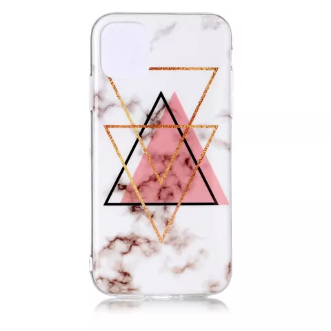 Coque en TPU pour iPhone 11 Pro avec motif en marbre Triangle dor&eacute; rose noir