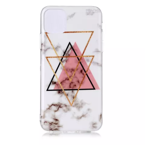 Motif de marbre Triangle or rose noir Figure cr&eacute;ative compatible avec iPhone 11 Pro Max &eacute;tui en TPU