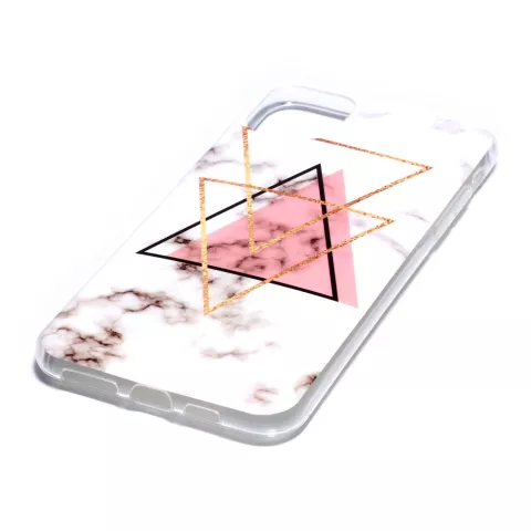 Motif de marbre Triangle or rose noir Figure cr&eacute;ative compatible avec iPhone 11 Pro Max &eacute;tui en TPU