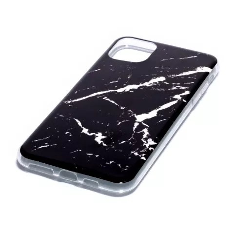 Coque noire en pierre naturelle &agrave; motif de marbre compatible avec iPhone 11 Pro Max