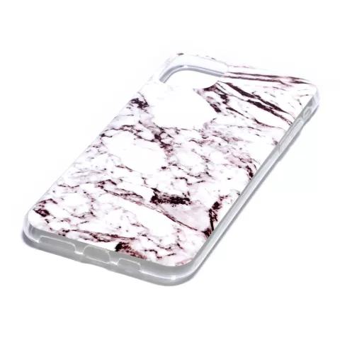 Coque blanche en pierre naturelle &agrave; motif de marbre compatible avec iPhone 11 Pro Max