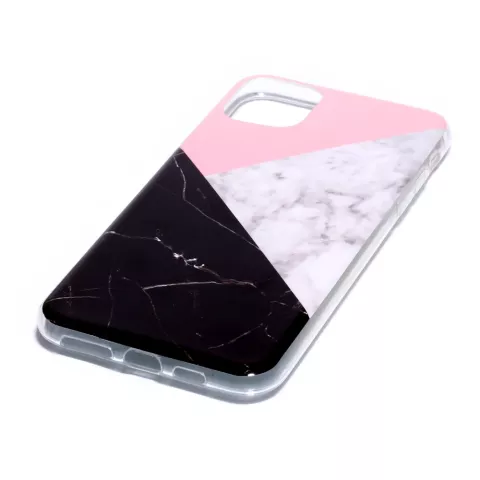 Coque iPhone 11 Pro Max Marble Pattern Natural Stone Rose Blanc Noir