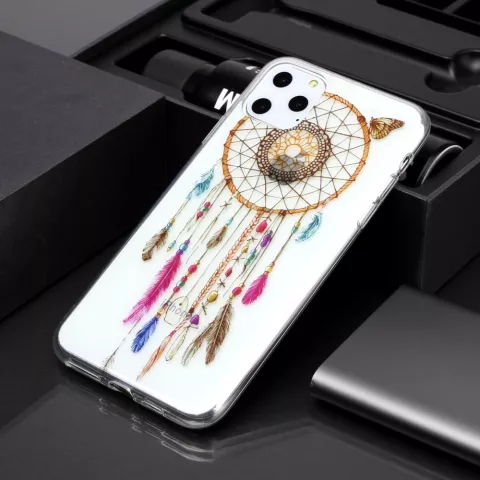 Dream Catcher Mandala Web Perles Couleur Spiritual Case TPU compatible avec iPhone 11 Pro Max - Transparent