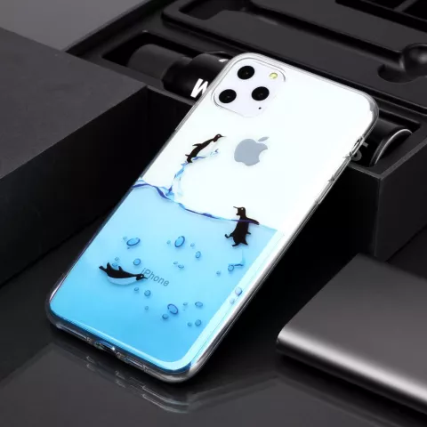 Coque Pingouin Coque en TPU compatible avec iPhone 11 Pro Max - Transparente