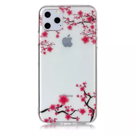 Coque en TPU Fleurs Branches Roses Nature compatible avec iPhone 11 Pro Max - Transparente
