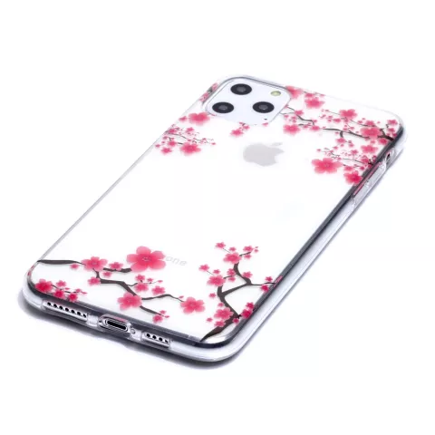 Coque en TPU Fleurs Branches Roses Nature compatible avec iPhone 11 Pro Max - Transparente