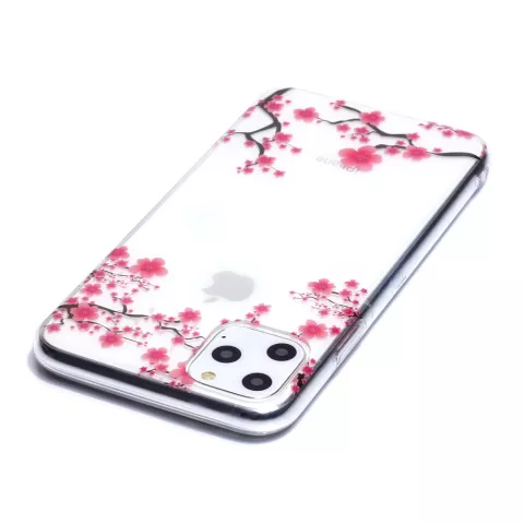 Coque en TPU Fleurs Branches Roses Nature compatible avec iPhone 11 Pro Max - Transparente