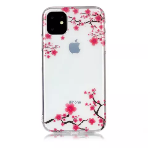 Coque Nature Fleurs Branches Roses en TPU compatible avec iPhone 11 - Transparente