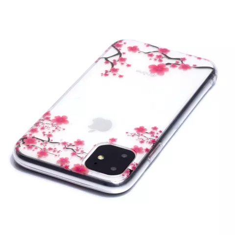 Coque Nature Fleurs Branches Roses en TPU compatible avec iPhone 11 - Transparente