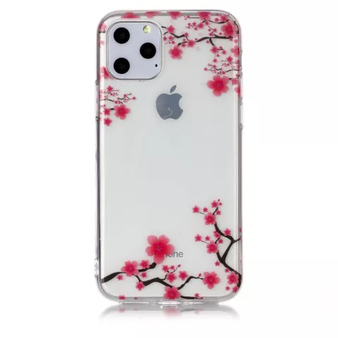 Coque TPU Fleurs Branches Roses Nature compatible avec iPhone 11 Pro - Transparente