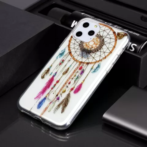 Dream Catcher Mandala Web Perles Couleur Spiritual Case TPU compatible avec iPhone 11 Pro - Transparent