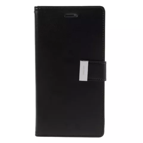 Mercury Goospery Leather compatible avec iPhone 7 Plus 8 Plus Walletcase 7 cartes - Noir