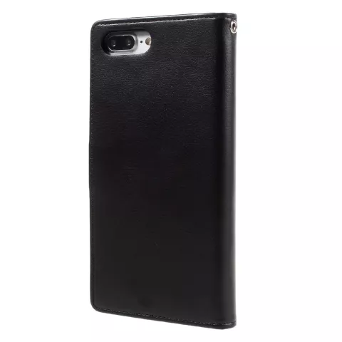 Mercury Goospery Leather compatible avec iPhone 7 Plus 8 Plus Walletcase 7 cartes - Noir