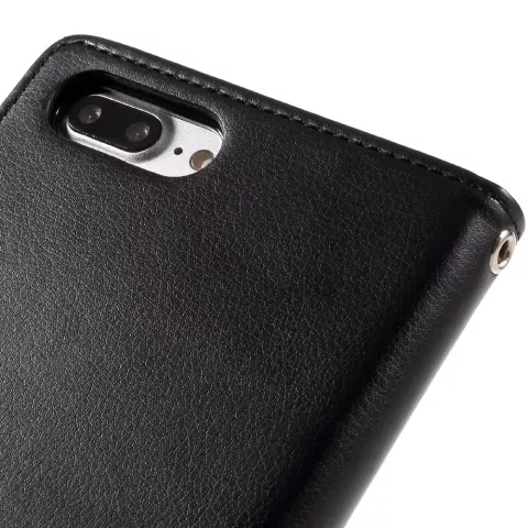 Mercury Goospery Leather compatible avec iPhone 7 Plus 8 Plus Walletcase 7 cartes - Noir