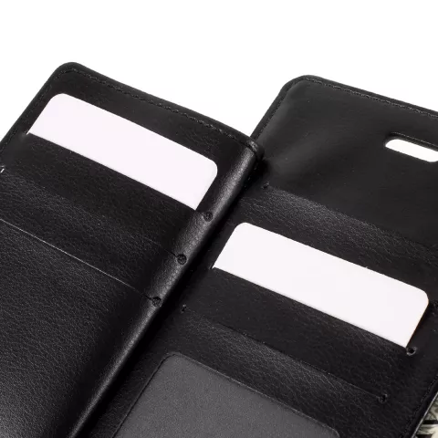Mercury Goospery Leather compatible avec iPhone 7 Plus 8 Plus Walletcase 7 cartes - Noir