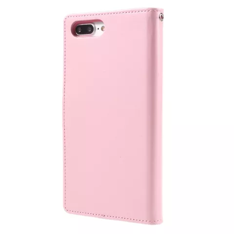 Mercury Goospery Leather compatible avec iPhone 7 Plus 8 Plus Walletcase 7 cartes - Rose