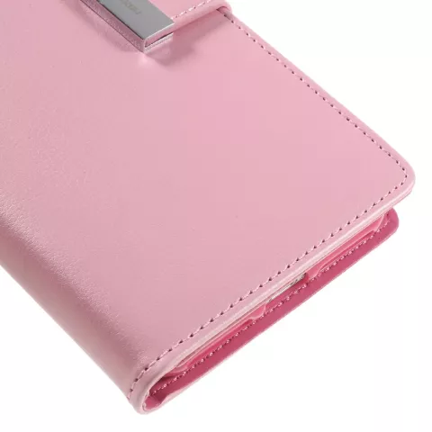 Mercury Goospery Leather compatible avec iPhone 7 Plus 8 Plus Walletcase 7 cartes - Rose