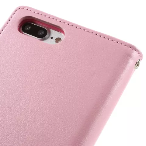 Mercury Goospery Leather compatible avec iPhone 7 Plus 8 Plus Walletcase 7 cartes - Rose