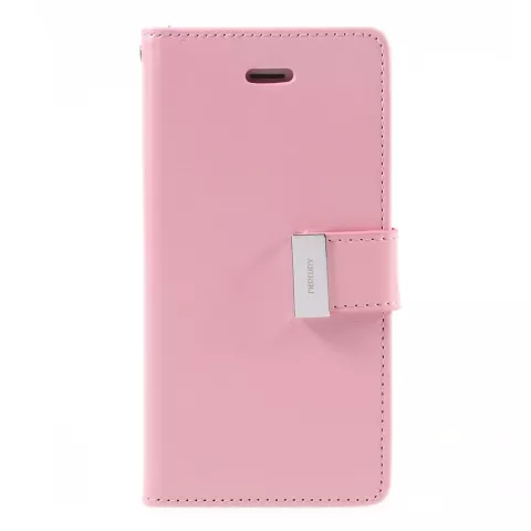 &Eacute;tui Portefeuille Mercury Goospery Leather pour iPhone 7 8 SE 2020 SE 2022 - 7 cartes - Rose