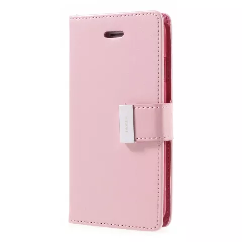 &Eacute;tui Portefeuille Mercury Goospery Leather pour iPhone 7 8 SE 2020 SE 2022 - 7 cartes - Rose