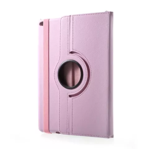 Housse de protection &agrave; rabat en cuir artificiel 360 tours - convient compatible avec iPad 2017 2018 - Rose
