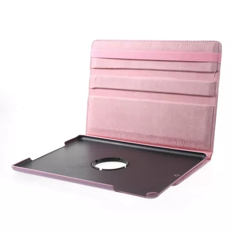 Housse de protection &agrave; rabat en cuir artificiel 360 tours - convient compatible avec iPad 2017 2018 - Rose