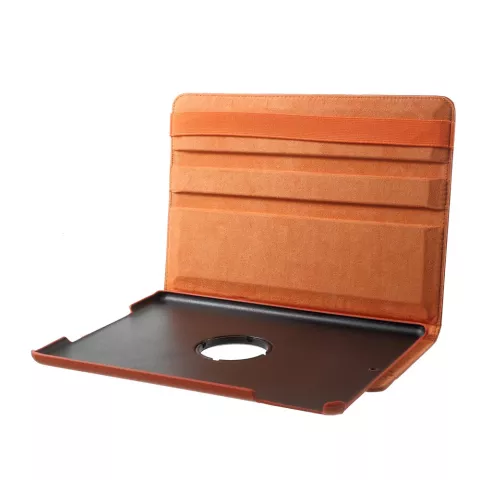 Housse de protection &agrave; rabat en cuir artificiel 360 tours - convient compatible avec iPad 2017 2018 - Orange