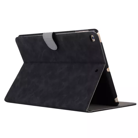 Housse de protection en cuir artificiel compatible avec iPad 2017 2018 - Noir