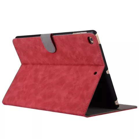 &Eacute;tui en simili cuir vintage compatible avec iPad 2017 2018 - Portefeuille rouge