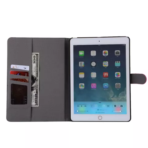 &Eacute;tui en simili cuir vintage compatible avec iPad 2017 2018 - Portefeuille rouge