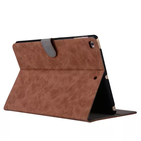 &Eacute;tui en simili cuir vintage compatible avec iPad 2017 2018 - Portefeuille marron