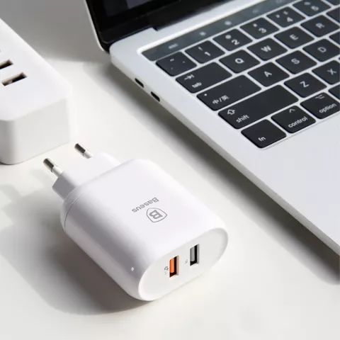 Chargeur double USB Baseus Bojure Series QC3.0 - Blanc