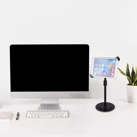 Support de tablette avec bo&icirc;tier en aluminium, rotation &agrave; 360 degr&eacute;s, convient pour Apple iPad et Samsung Galaxy Tab