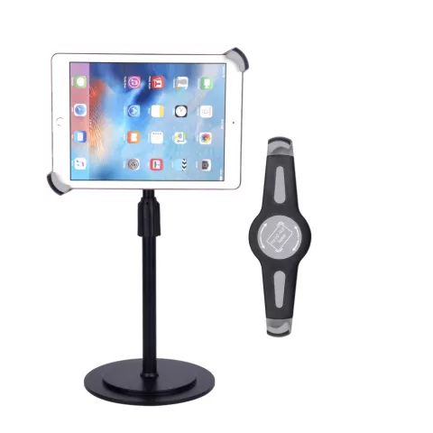 Support de tablette avec bo&icirc;tier en aluminium, rotation &agrave; 360 degr&eacute;s, convient pour Apple iPad et Samsung Galaxy Tab