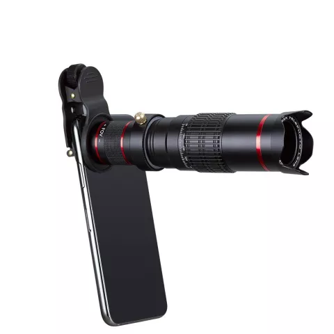 Objectif de t&eacute;lescope t&eacute;l&eacute;objectif zoom HD 4K 22X pour votre t&eacute;l&eacute;phone + tr&eacute;pied - Noir