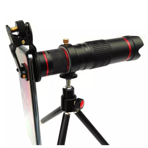Objectif de t&eacute;lescope t&eacute;l&eacute;objectif zoom HD 4K 22X pour votre t&eacute;l&eacute;phone + tr&eacute;pied - Noir