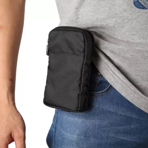 Sac banane de sport universel avec mousqueton - Noir 16,5 x 9 x 3 cm