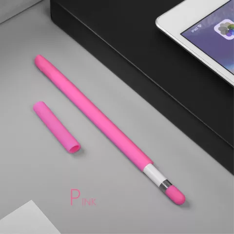 Porte-manchon en silicone Housse de protection extra anti-d&eacute;rapant Apple Pencil Rose