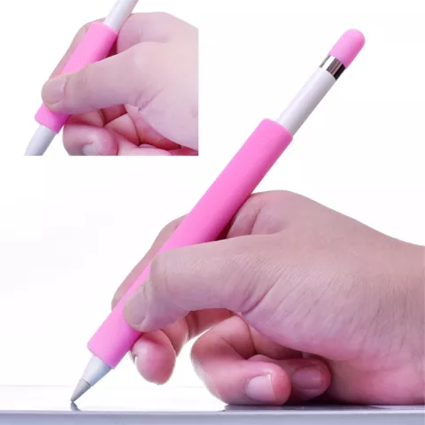 Porte-manchon en silicone Housse de protection extra anti-d&eacute;rapant Apple Pencil Rose