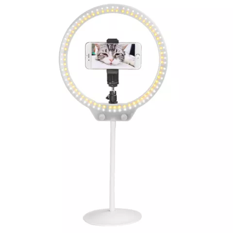 Zomei Lampe Selfie dimmable 3 couleurs lumi&egrave;re support pour smartphone vlogger - Blanc