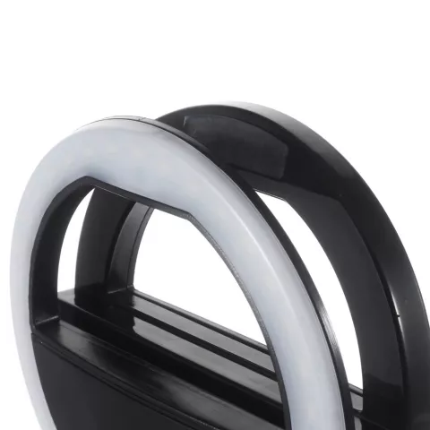 Lampe &agrave; selfie en forme d&#039;anneau pour smartphone dimmable - Noir