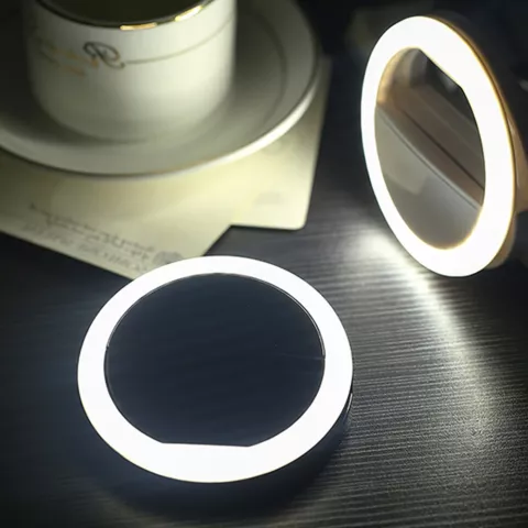 Lampe &agrave; selfie en forme d&#039;anneau pour smartphone dimmable - Noir