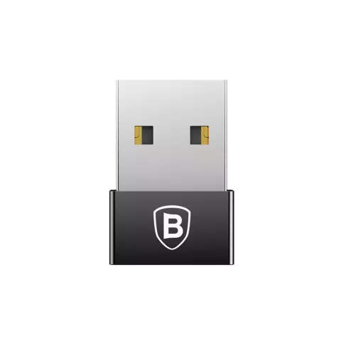 Mini Adaptateur Baseus USB M&acirc;le vers USB Type C Femelle 2.4A - Noir