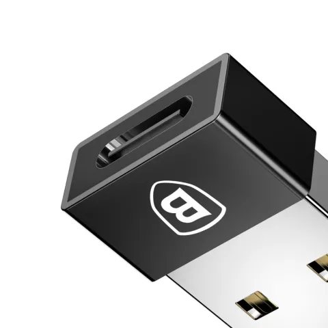 Mini Adaptateur Baseus USB M&acirc;le vers USB Type C Femelle 2.4A - Noir