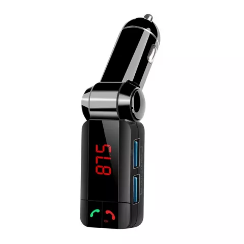 Sans Fil Bluetooth 2.0 Mains Libres Prise De Cigarette Chargeur De Voiture Double USB Transmetteur FM Kit De Voiture - Noir