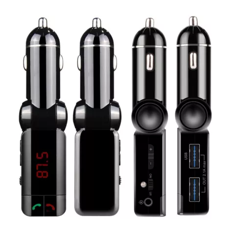 Sans Fil Bluetooth 2.0 Mains Libres Prise De Cigarette Chargeur De Voiture Double USB Transmetteur FM Kit De Voiture - Noir