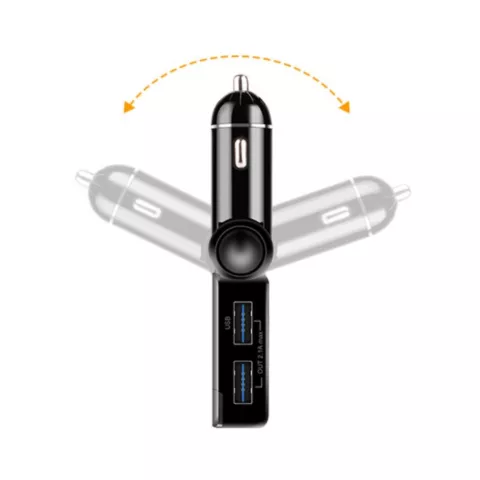 Sans Fil Bluetooth 2.0 Mains Libres Prise De Cigarette Chargeur De Voiture Double USB Transmetteur FM Kit De Voiture - Noir
