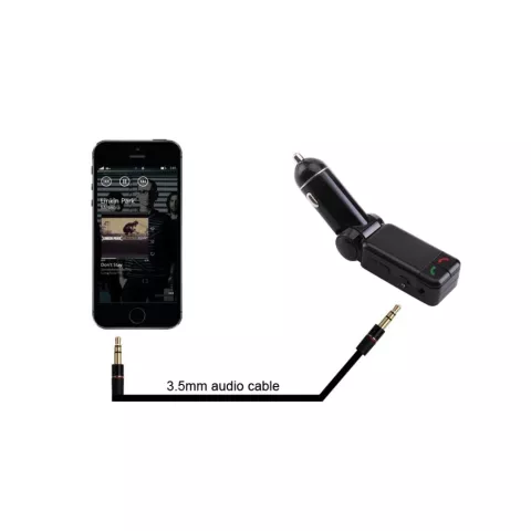 Sans Fil Bluetooth 2.0 Mains Libres Prise De Cigarette Chargeur De Voiture Double USB Transmetteur FM Kit De Voiture - Noir