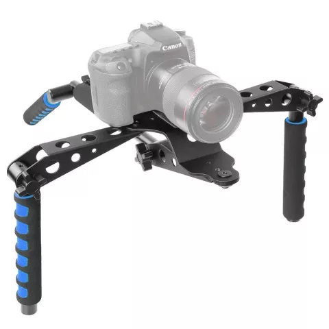 Cam&eacute;ra pliable RIG stabilisateur DSLR cam&eacute;ra tr&eacute;pied d&#039;&eacute;paule en aluminium-noir bleu